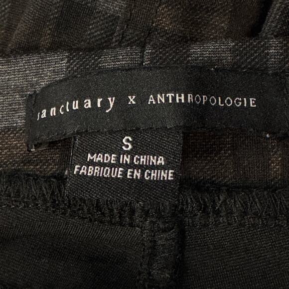 Sanctuary x Anthropologie Small Skinny Pants Plaid Pull-On Stretch Mid-Rise Gray - Picture 7 of 9